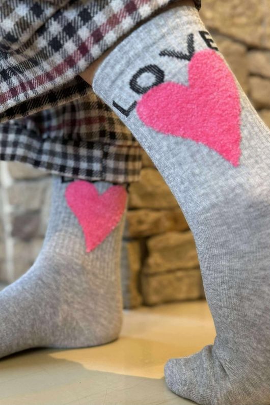 Sweet Heart Socks Grey 